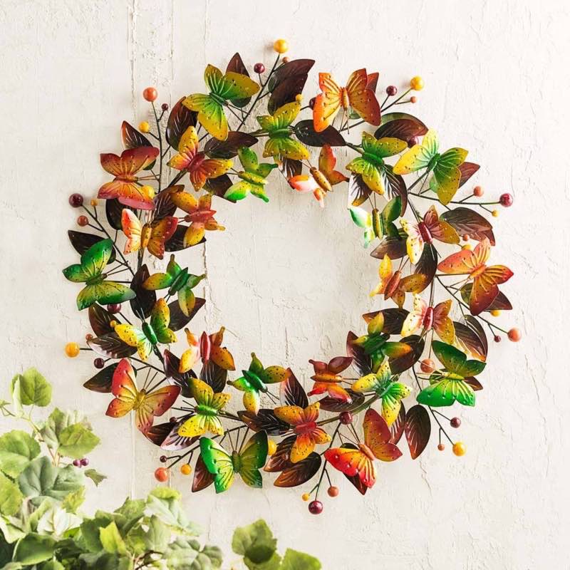 Handcrafted Autumn Metal Butterfly Wreath