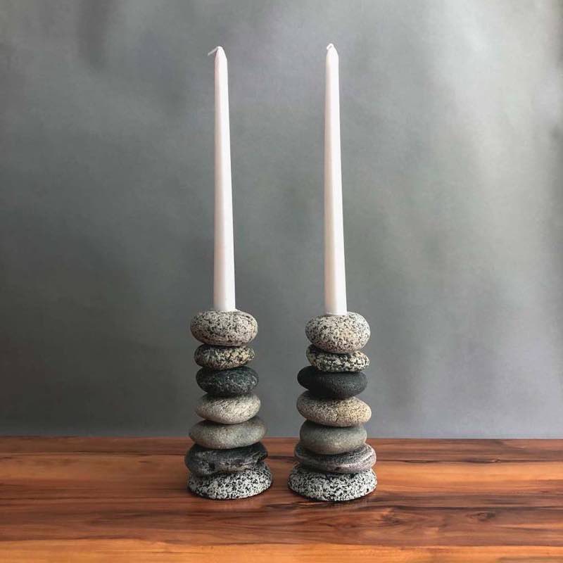 Cairn Candlestick Holders, Set of 2