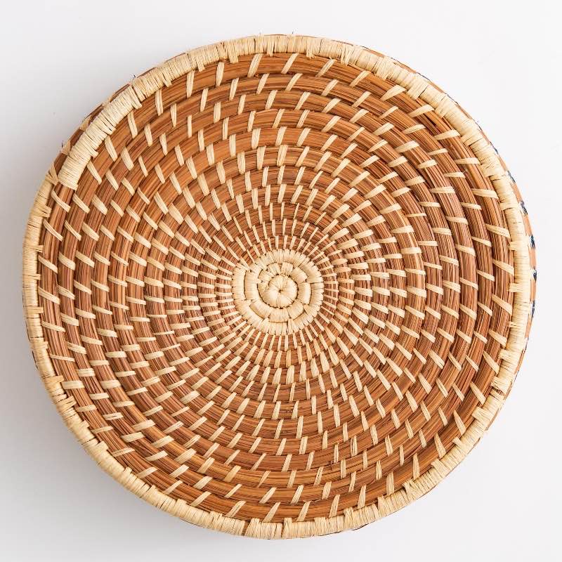 Handmade Guatemalan Marisol Round Straight-Sided Pine Needle Basket