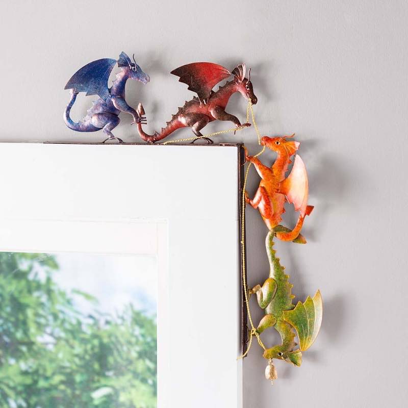 Handcrafted Colorful Metal Dragons Door/Window Crawler