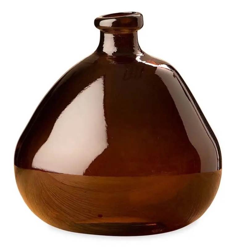 Handcrafted Spanish Eco-Friendly Recycled Glass Vase - Brown