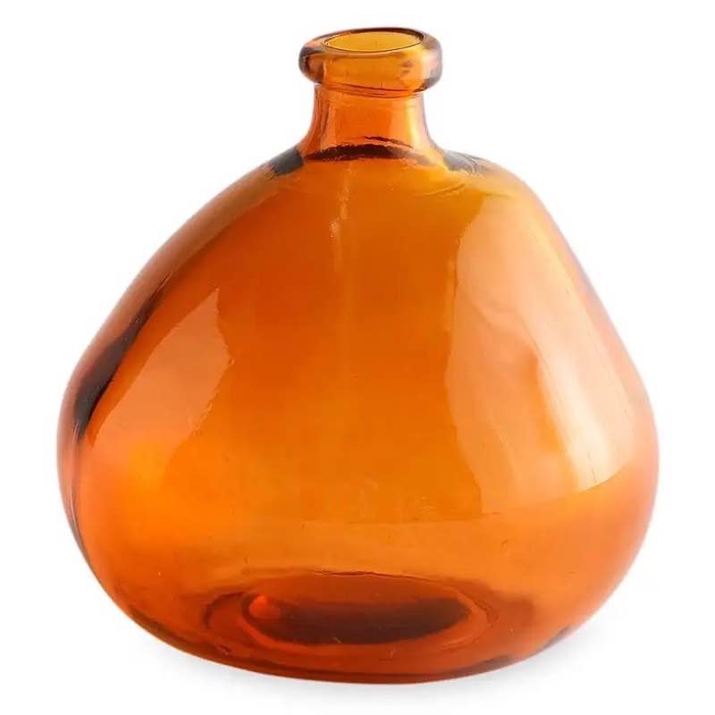 Handcrafted Spanish Eco-Friendly Recycled Glass Vase - Orange