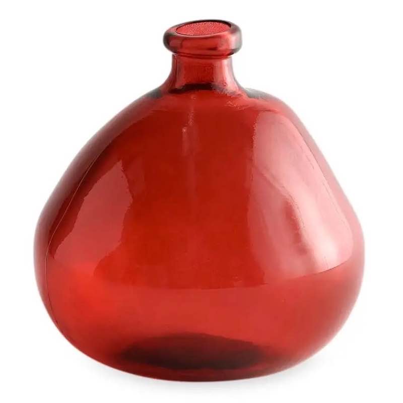 Handcrafted Spanish Eco-Friendly Recycled Glass Vase - Red