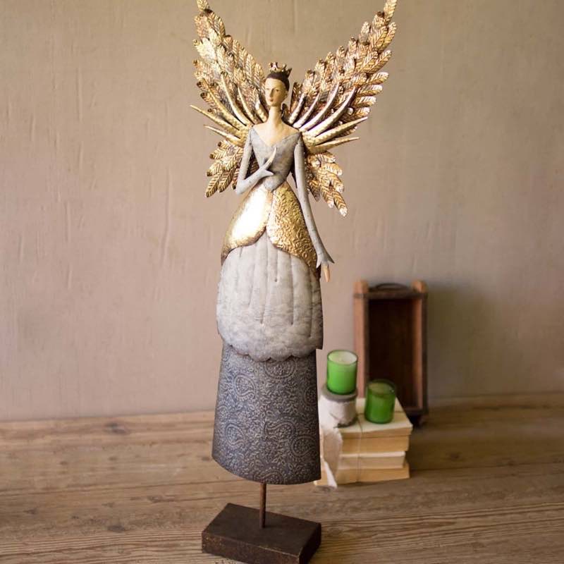 Painted Metal Angel Sculpture