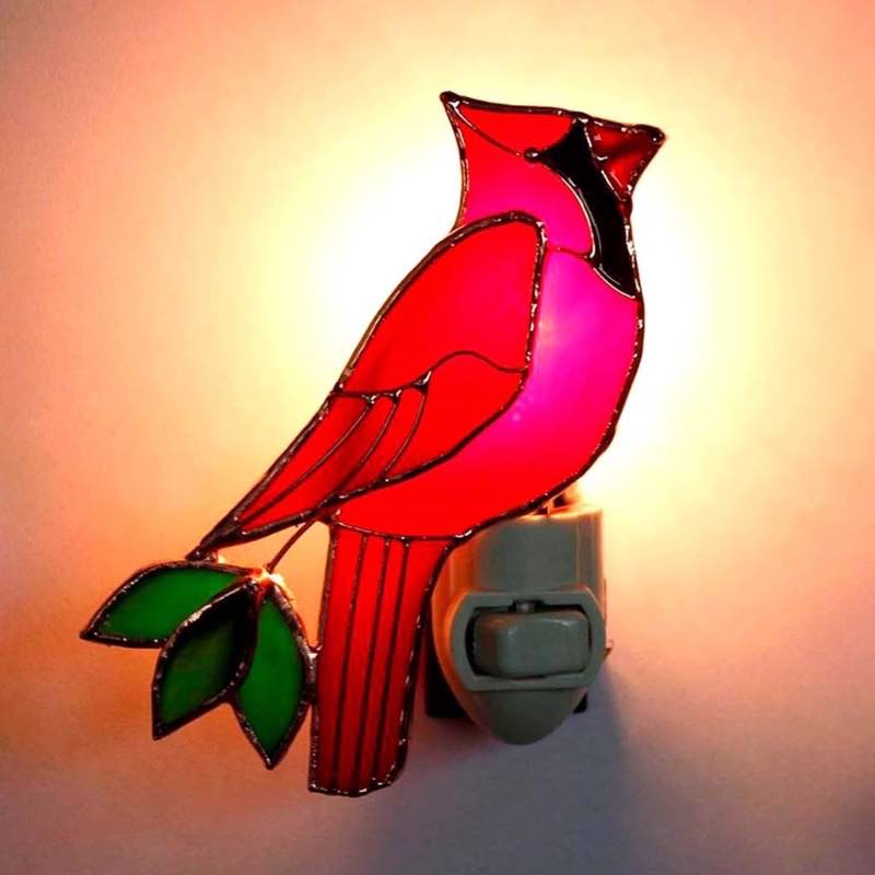 Stained Glass Cardinal Night Light