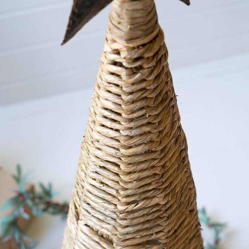 Woven Seagrass Christmas Tree with Metal Star