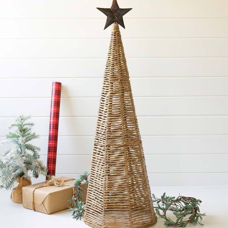 Woven Seagrass Christmas Tree with Metal Star