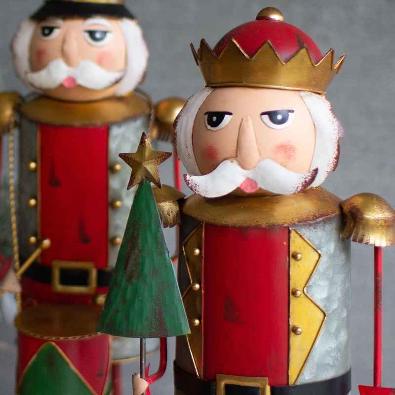 Festive Holiday Metal Nutcracker Statues, Set of 3