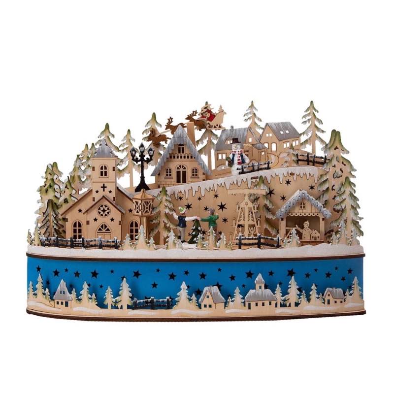 Christmas Snow Town Lighted Holiday Tabletop Music Box