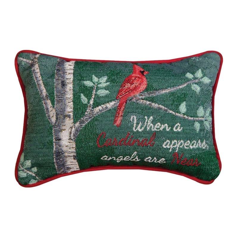 Cotton USA-Made Cardinals Tapestry Throw Pillow with Message