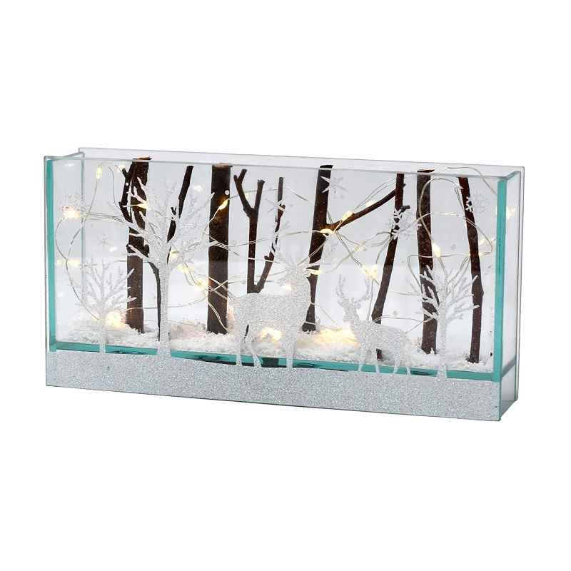 Deer in Forest Etched Glass Tabletop Lightbox