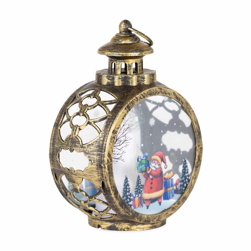 Battery-Operated Santa Claus Lantern with Faux Candles