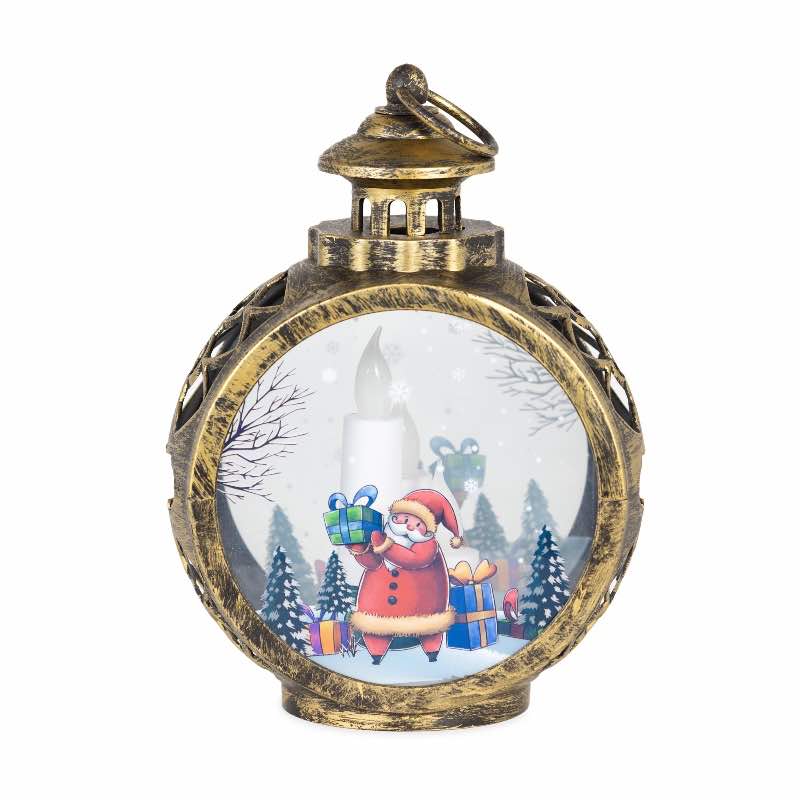 Battery-Operated Santa Claus Lantern with Faux Candles