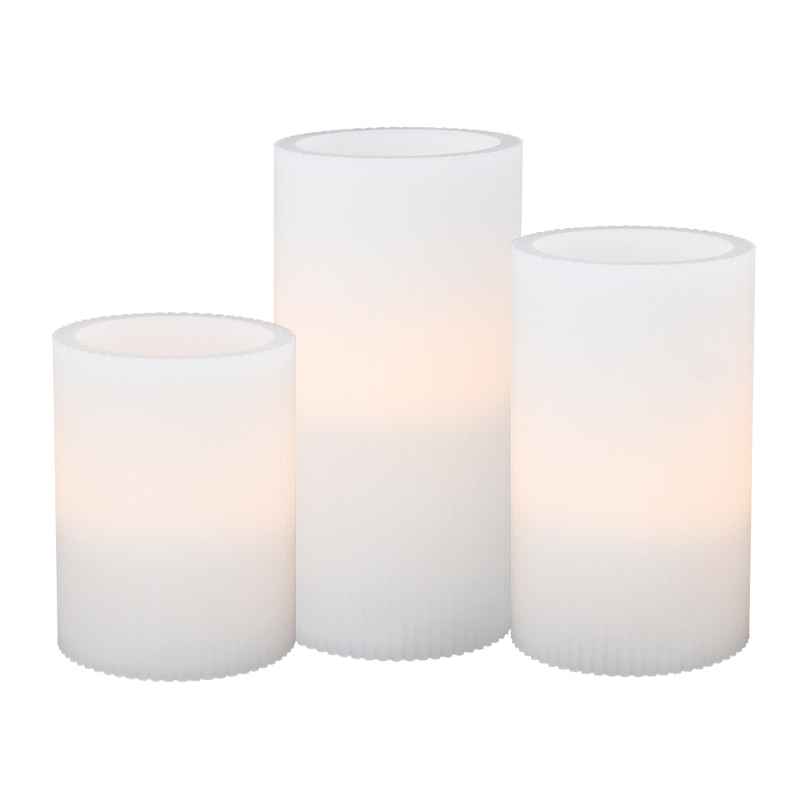 Set of 3 Ribbed LED Candles