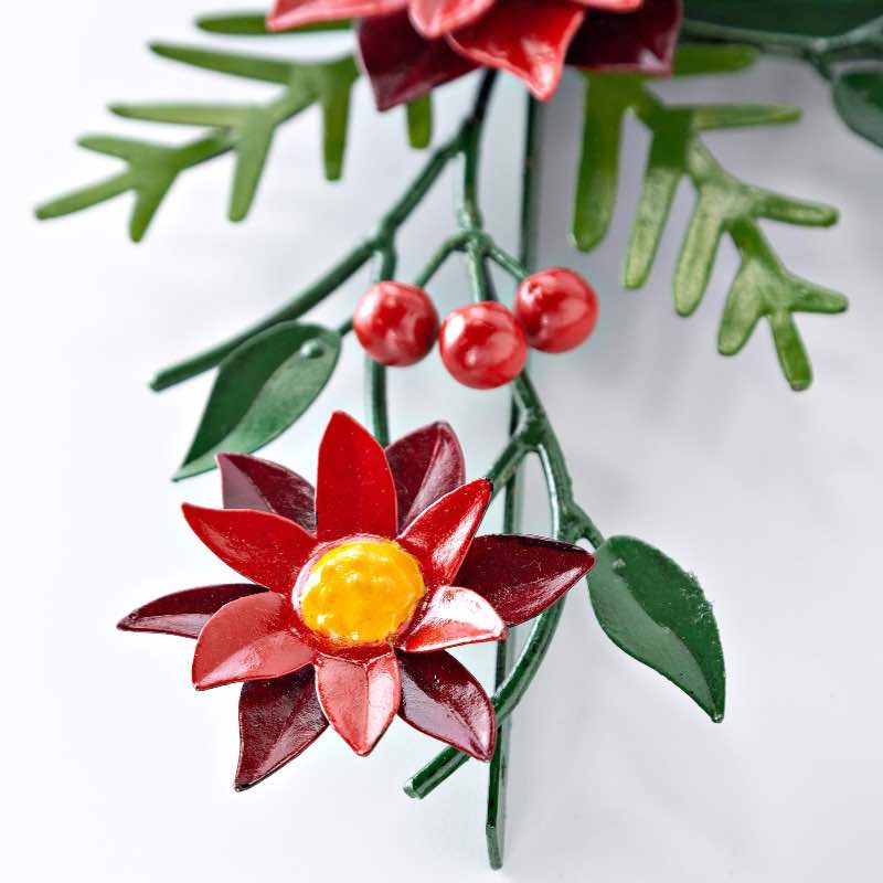 Holiday Poinsettia, Pinecone and Snowflake Corner (left)