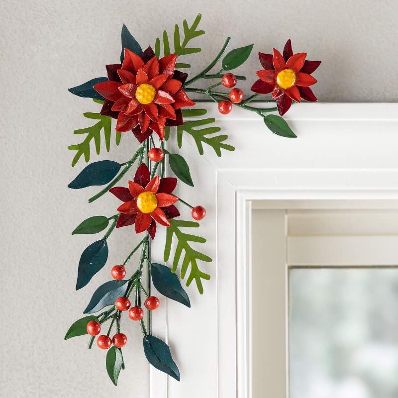 Holiday Poinsettia, Pinecone and Snowflake Corner (left)