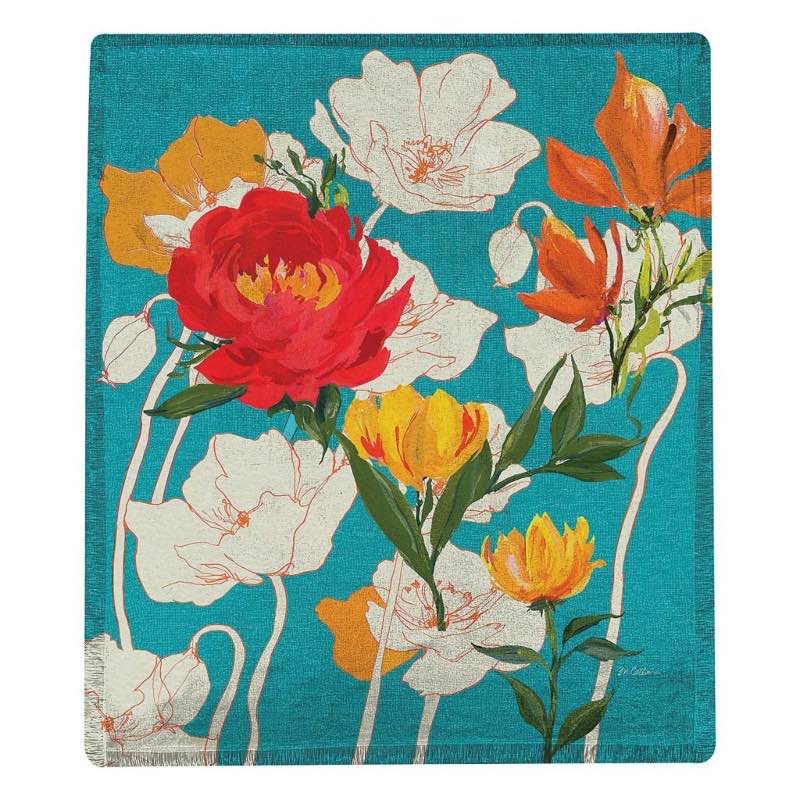 Peony and Poppies Throw Blanket