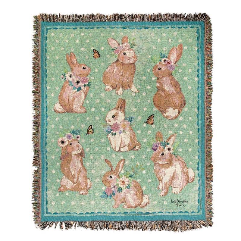 Frolicking Rabbits Throw Blanket