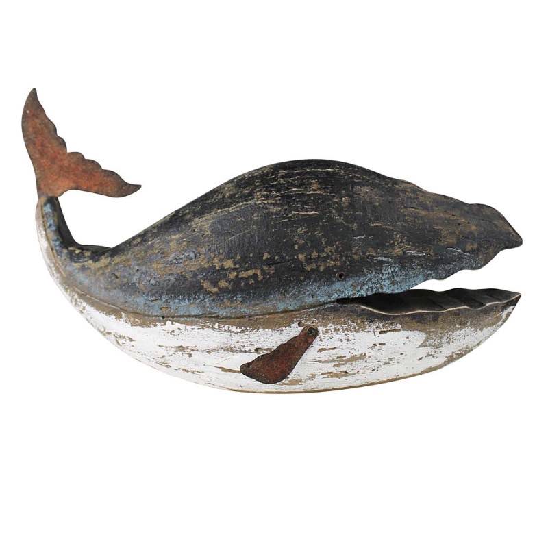 Wooden and Metal Antique-Looking Whale