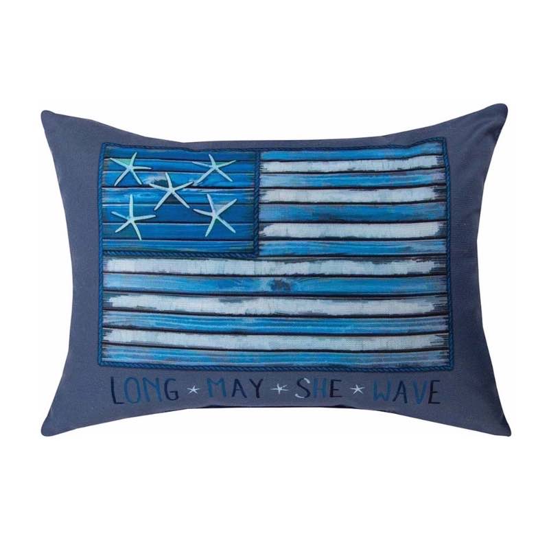 Beach-Themed American Flag Throw Pillow