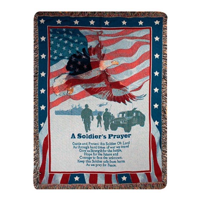 A Soldier's Prayer Patriotic Tapestry Throw