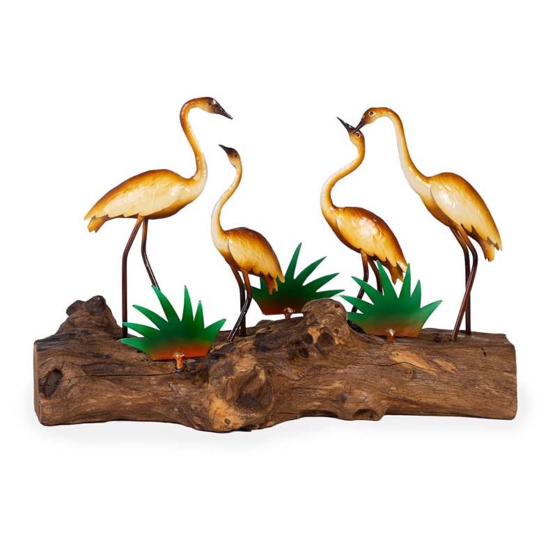 Cranes on Wood Decor