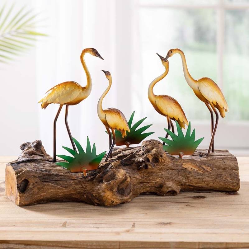 Cranes on Wood Decor