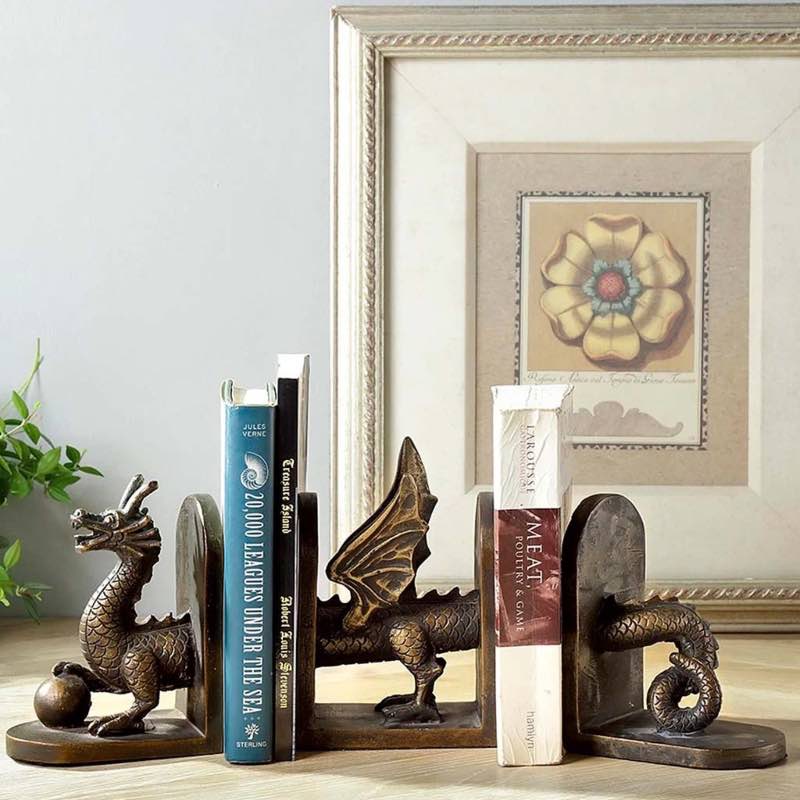 Three-Piece Dragon Bookends