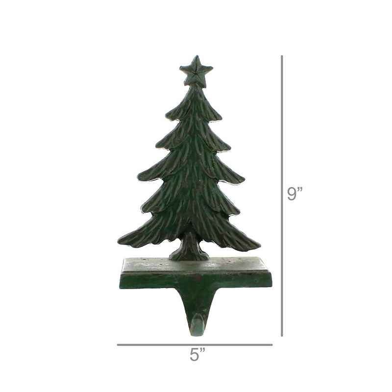 Antique Green Christmas Tree Holiday Stocking Holder
