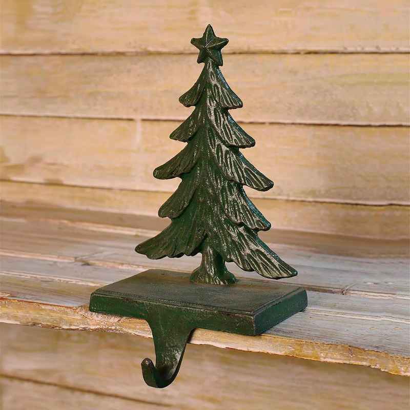 Antique Green Christmas Tree Holiday Stocking Holder