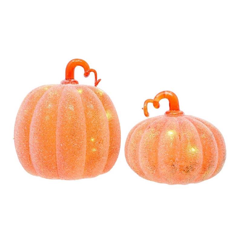 Large Frosted Orange LED Pumpkin