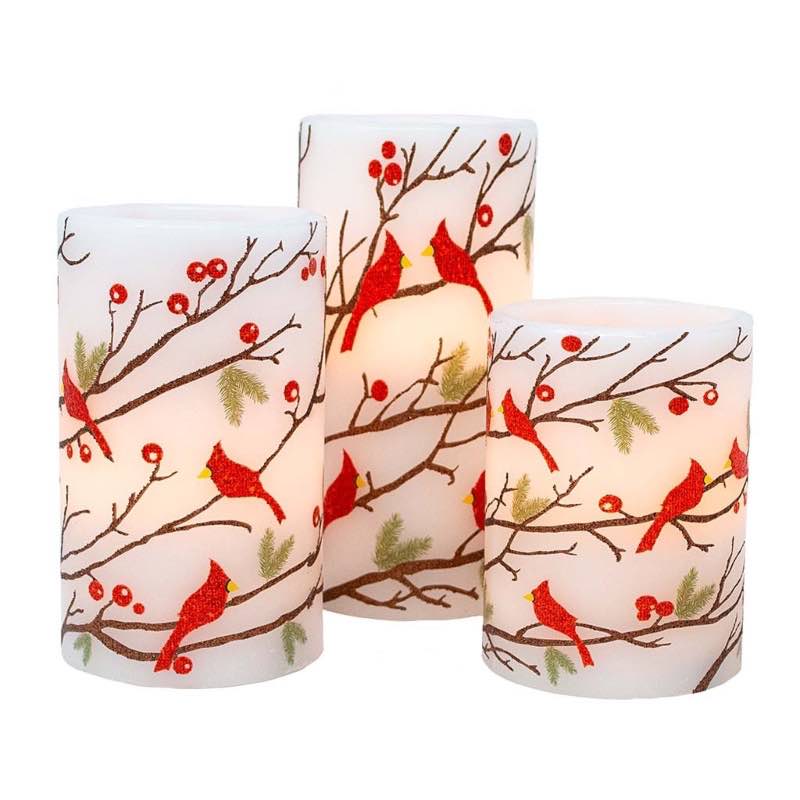 Cardinal LED Candles, Set of 3