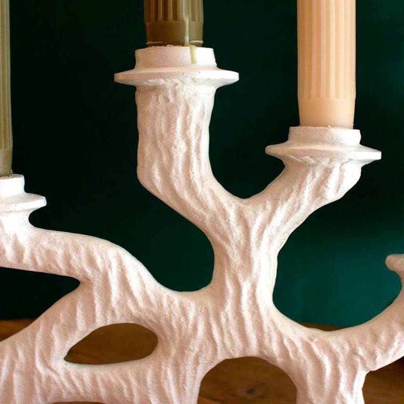 White Cast Aluminum Tree Branch Candelabra