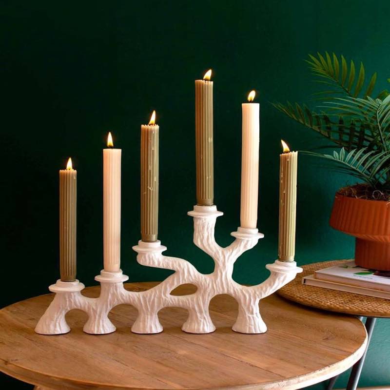 White Cast Aluminum Tree Branch Candelabra