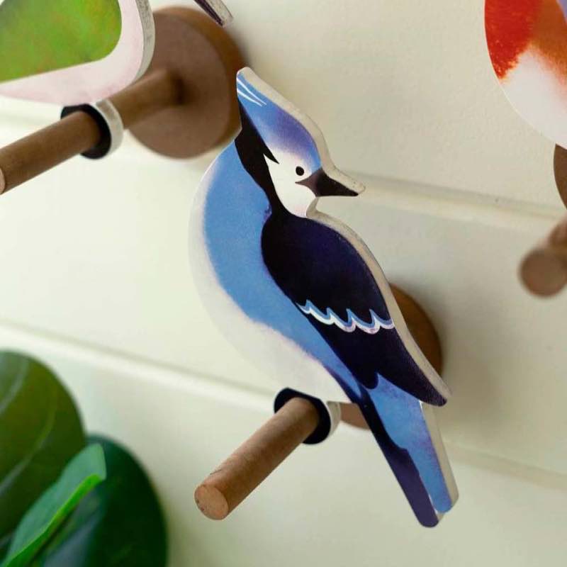 Wooden Bird Wall Hooks, Set of 3