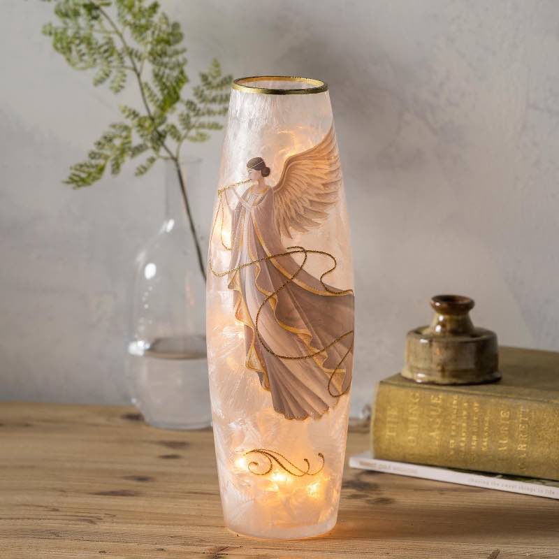 Elegant Lighted Angel Vase