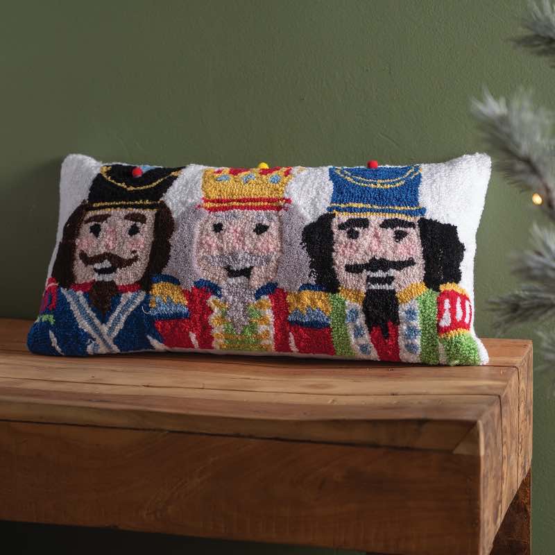 Nutcracker Trio Hooked Pillow, 12