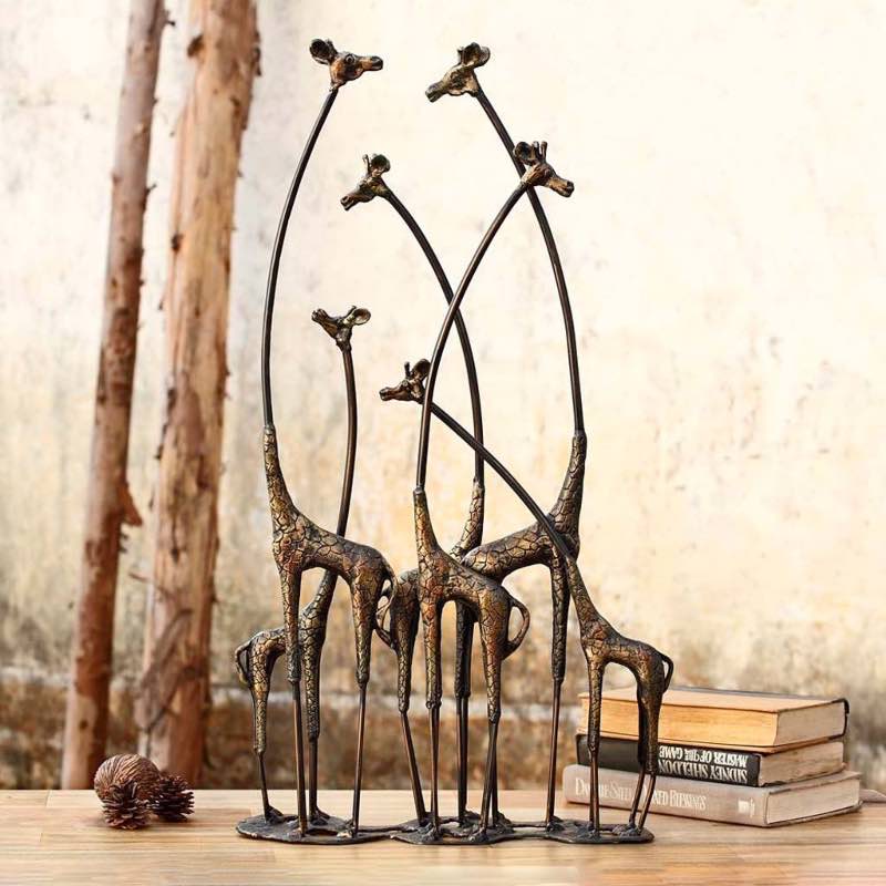 Cast Iron Giraffe Herd Sculpture