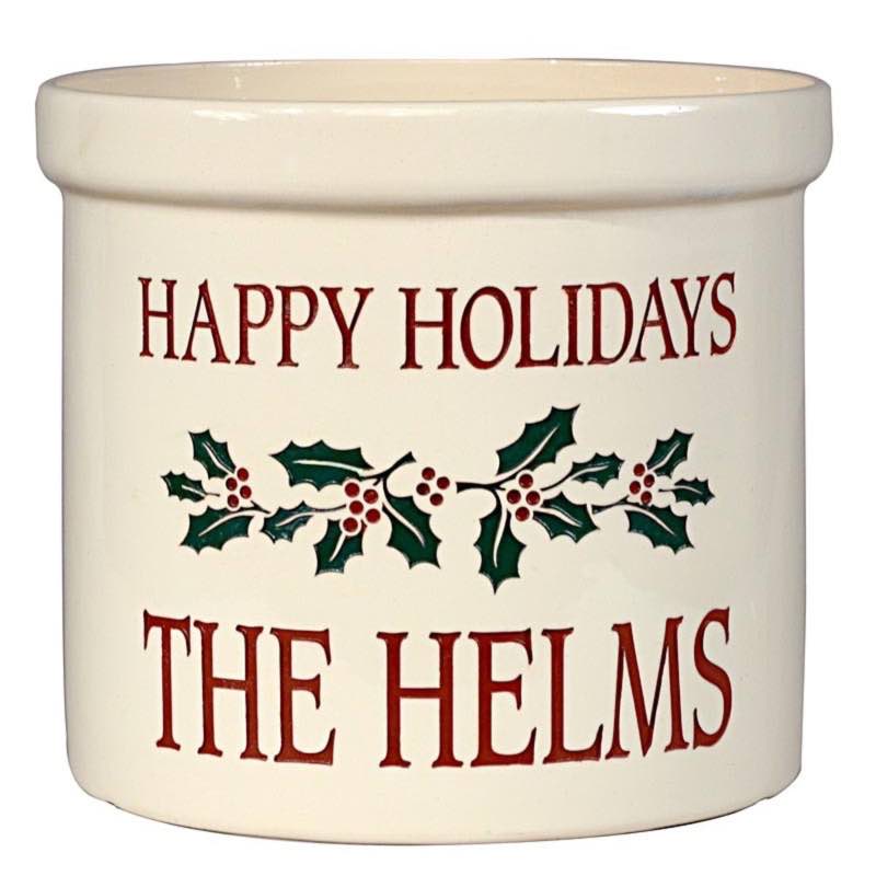 Personalized Holiday Holly Crock
