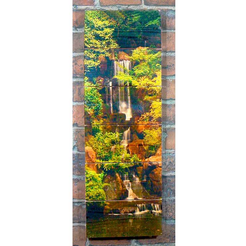 Handcrafted Forest Waterfall Wood Wall Art by Gizaun Art