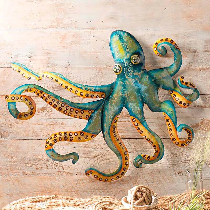 Handcrafted Metal Octopus Wall Art