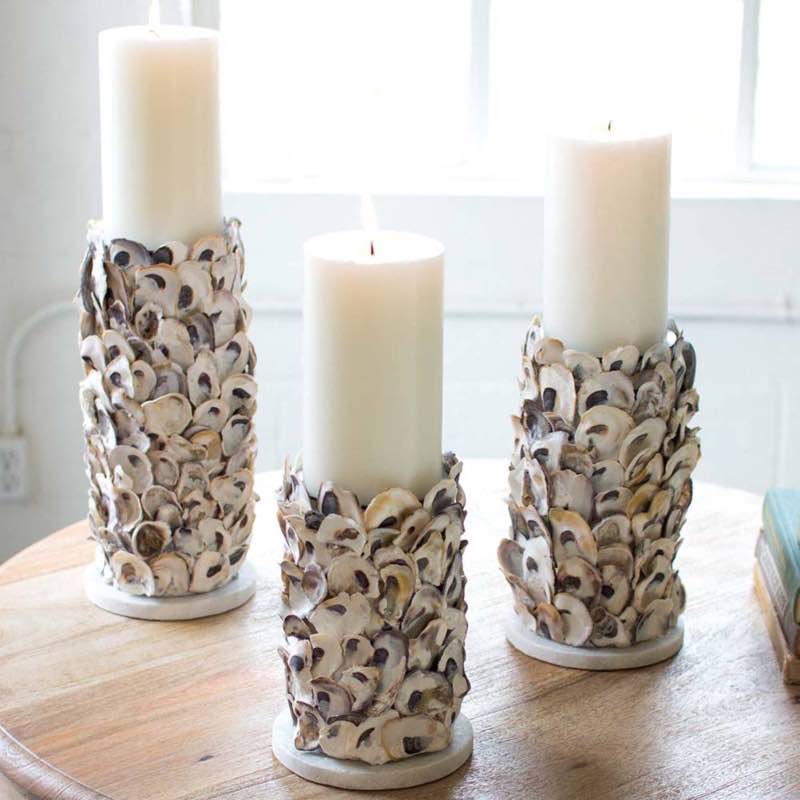 Oyster Shell Candle Holders, Set of 3