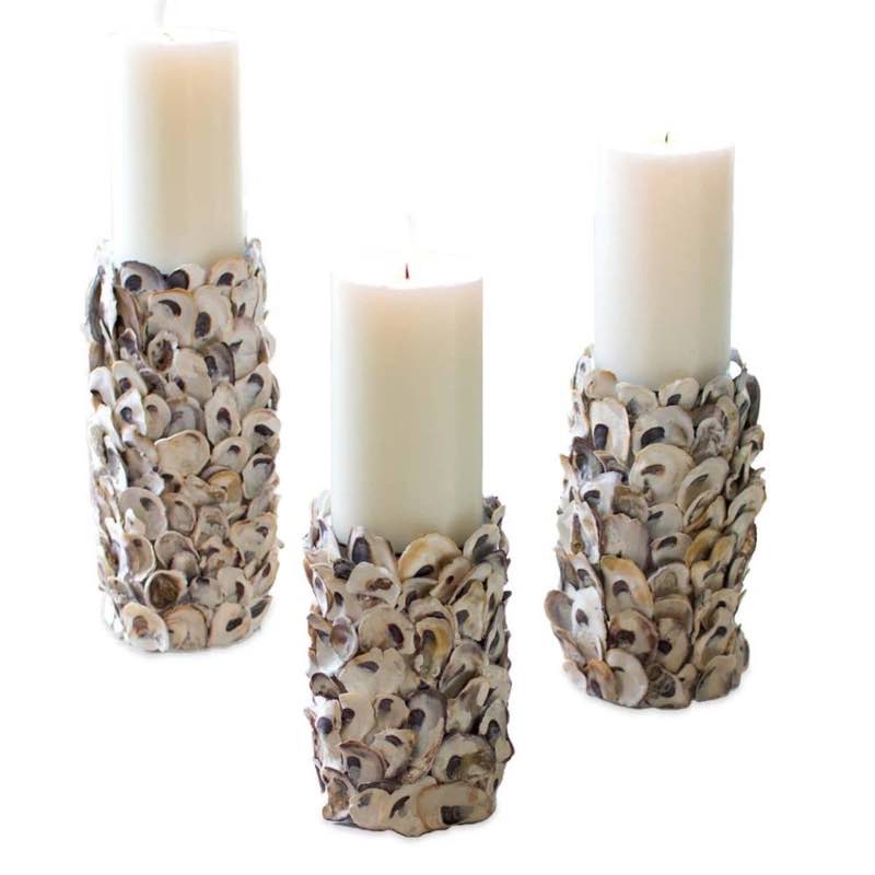 Oyster Shell Candle Holders, Set of 3