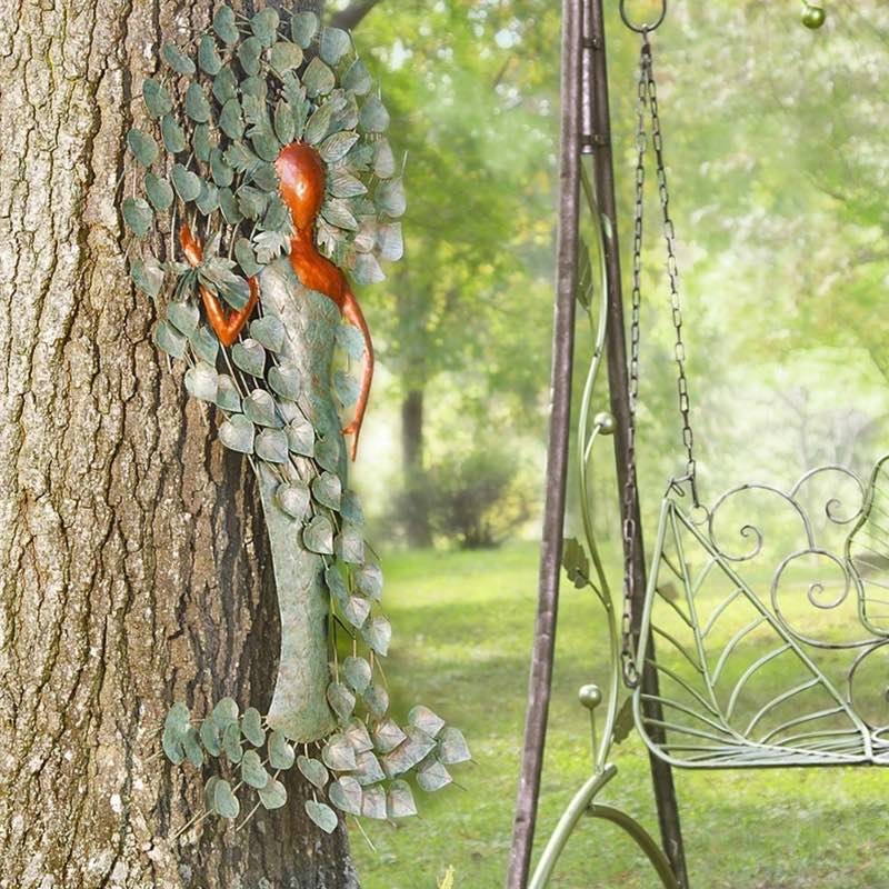 Copper and Patina-Colored Metal Green Woman Wall Art