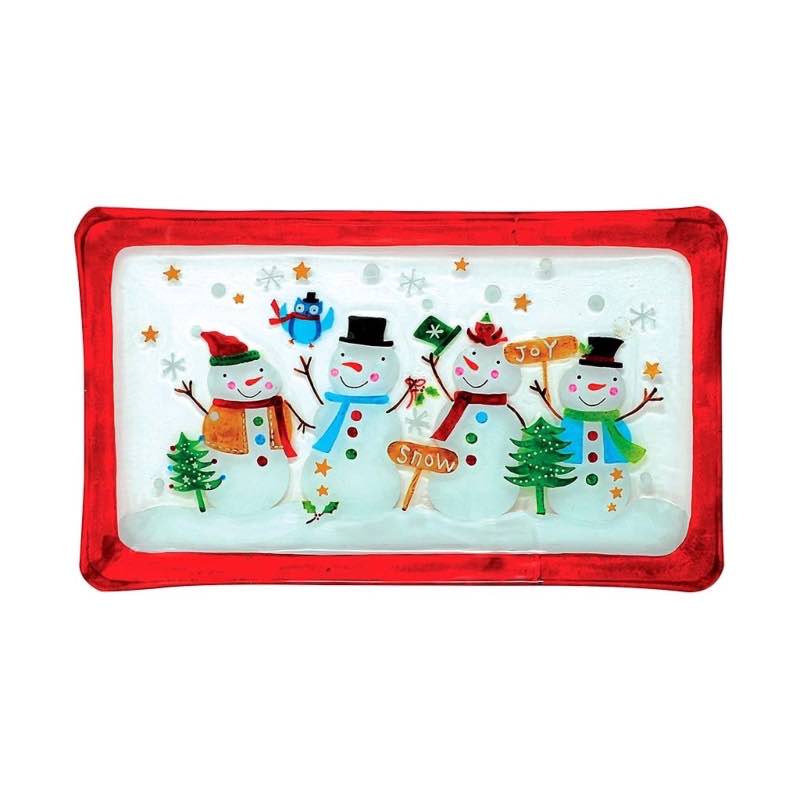 Holiday Snowmen Glass Platter