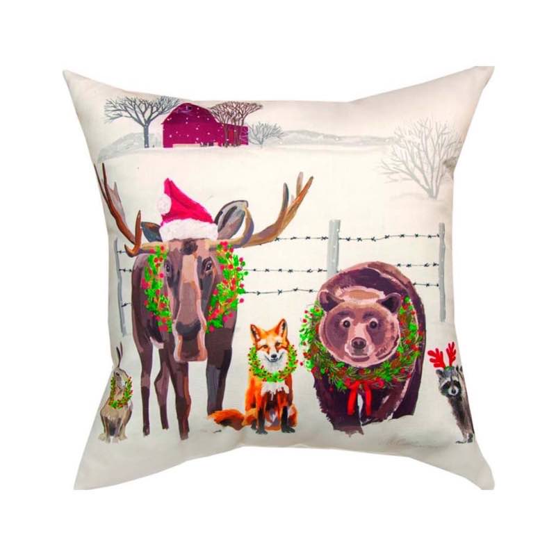 Woodland Holiday Greeters Throw Pillow