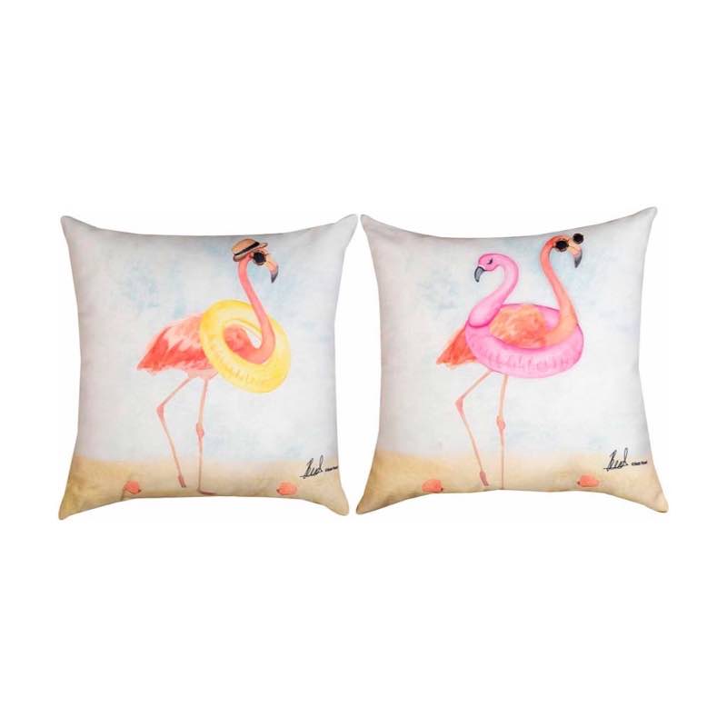 Floatie Flamingo Indoor/Outdoor Reversible Throw Pillow