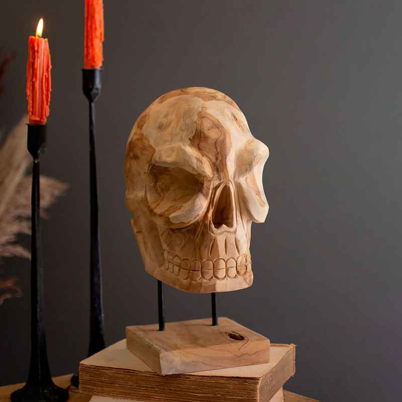 Teakwood Skull on a Stand