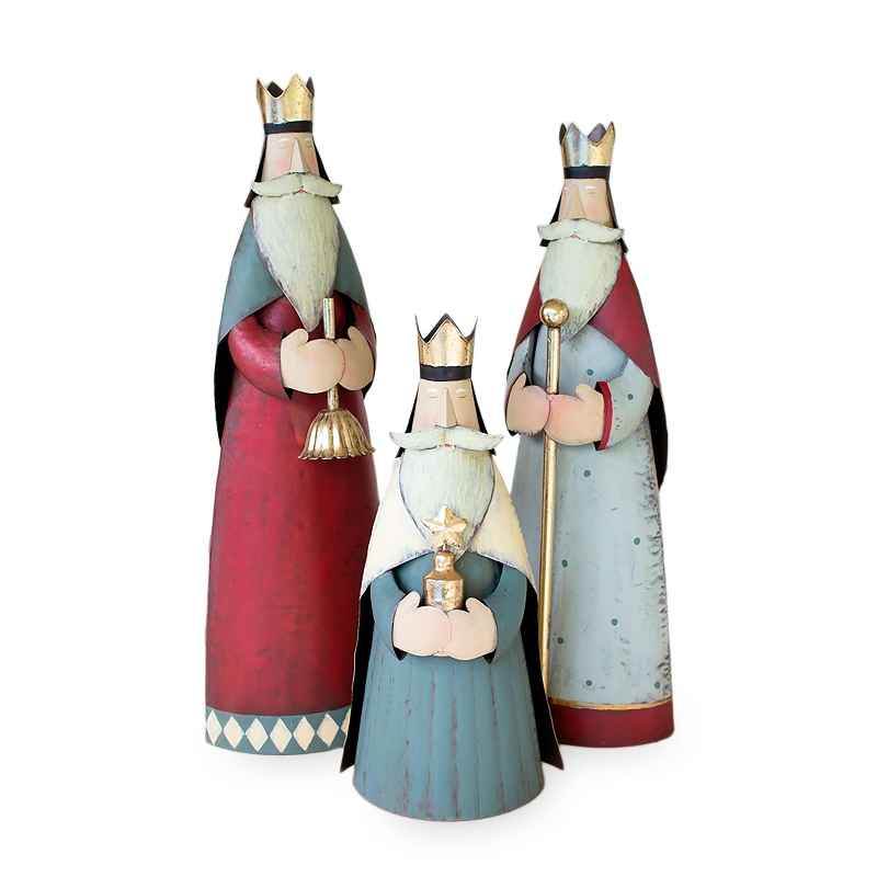 Painted Metal King Figurines, Set of 3