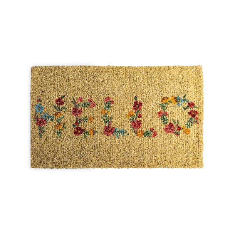 Floral Hello Coir Doormat